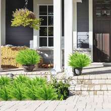 8/12/6 株人造波士顿蕨植物，抗紫外线绿化灌木，DIY 装饰，适用于家庭、办公室、花园、室内和室外 - 綠色 - 查看 5