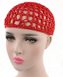 Women Soft Rayon Snood Hat Hair Net Crocheted Hair Net Mix Colorshalloween - 庫法紅-2件 - 查看 5
