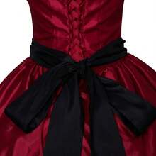 Women's Gothic Victorian Rococo Dress Civil War Southern Belle Tea Party Ball Gown Medieval Evening Dress - 紅色 - 查看 6
