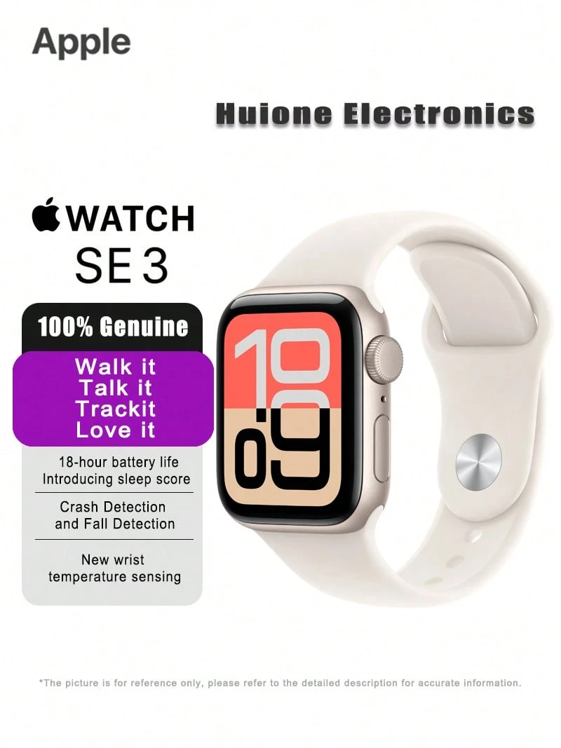 Apple Watch SE 3 GPS Smartwatch introducerar sömnpoäng | Ny handledstemperaturmätning | Njut av batteritid hela dagen, 18 timmar | Med glas som är 4 gånger mer motståndskraftigt mot sprickor | Ha hjälp nära till hands med säkerhetsfunktioner som kraschdetektering och falldetektering - Stjärnljus - Visa 1