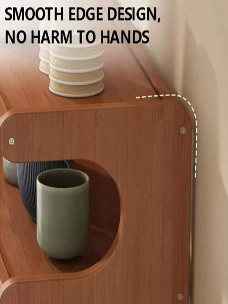 2/3/4 层桌面架，配有加厚竹木隔板，非常适合在厨房、书房、客厅、储物架中存放和整理香料、零食、咖啡杯、书籍和其他物品 - 棕色的 - 查看 8