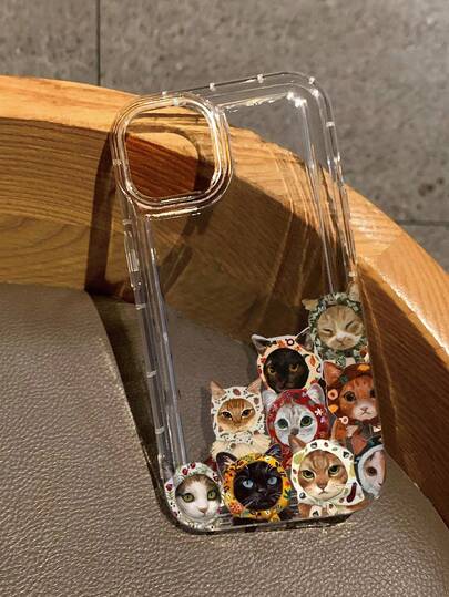 Cat Meme Corner Pattern Liquid Silicone Mobile Phone Case Full-Body Protection Shockproof Anti-Fall TPU Soft Rubber Case Compatible With IPhone &Compatible With Samsung Galaxy