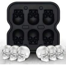 6-Grid Round, Skull-Shaped, And 4-Grid Rose-Shaped Ice Cube Balls. Large Ice Cube Maker Suitable For Whiskey Cocktails And Homemade Beverage Refrigeration Ice Molds - Black - View 10