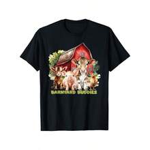Barnyard Buddies Cute Cow Goat Pig Hen On The Farm Barnyard T-Shirt - Black - View 1