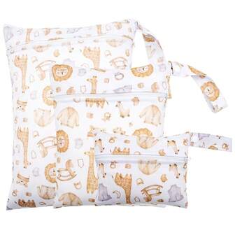 3Pcs Diaper Bag Cutie Lion Printing Wet Bag Cloth Diaper Storage Bag Waterproof Reusable Yoga Sports Beach Pool Wet Bag