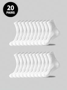 5 Pairs/10 Pairs/20 Pairs Men's Casual Crew Socks, White Socks, Winter Socks, Black Socks, Deodorizing, Athletic, Breathable, Sweat Absorbing, Fall