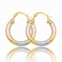 Round Hoop Earrings 14K Plated Copper Twist Pattern Earrings For Women Jewelry Accessories Wedding Party Birthday Gift - Multicolor - View 5