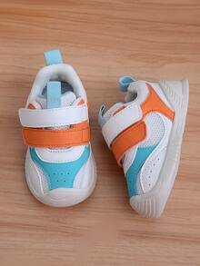 1 Pair Mesh Material Dual Strap Colorful Baby Sneakers, Fashionable, Comfortable, Non-Slip, Durable, Lightweight, Solid Color Toddler Walking Shoes, Suitable For Daily Wear