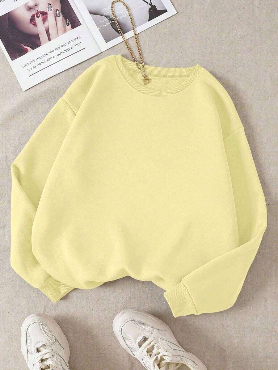 LCWomen's Drop Shoulder Long Sleeve Sweatshirt,Long Sleeve Tops Graduation,Back To School Outfits,Graduation,Teacher Outfits Women,Back To School Pullover Fall OutfitCasual Daily Wear - 黃色 - 查看 1