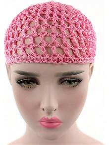 Women Soft Rayon Snood Hat Hair Net Crocheted Hair Net Mix Colorshalloween - 庫菲粉紅色-2件 - 查看 10