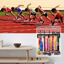 1 件户外运动田径比赛奖牌展示架，金属墙面装饰储物架，运动员礼物 - 黑色 - 查看 5