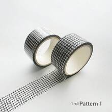 1/8 卷格子和纸胶带，黑白格子胶带，经典格子装饰贴纸，适用于日记本、相册、日记本、计划本、DIY 礼品包装