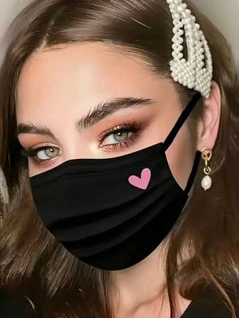 10pcs Pink Heart-Shaped Cute Face Masks - Unisex Design, Comprehensive Protection, Breathable High-Quality Fabric, Adjustable Nose Clip & Elastic Ear Loops, Easy To Wear, Suitable For Parties & Daily Use, Fun Style, Comfortable Fit