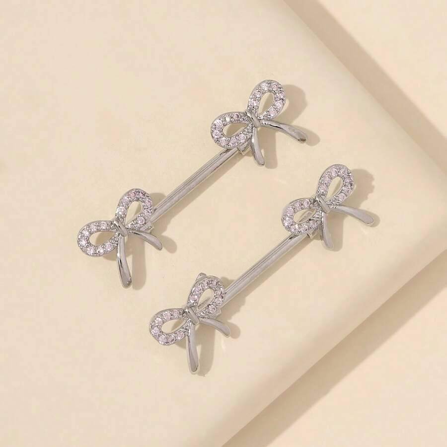 1 Pair Rhinestone Butterfly Shaped Elegant Women Nipple Rings