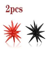 9个单只派对气球 - 黑红铝箔气球套装，包含樱桃、嘴唇和猎豹图案，适合单身派对装饰、女士生日派对和婴儿派对用品