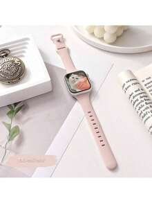 纤细腰身蝴蝶扣硅胶表带，兼容 Apple，适合手表运动臂带 38 毫米 40 毫米 41 毫米 42 毫米 44 毫米 45 毫米 49 毫米 46 毫米，适合手表 Uhr Serie11 10 9 Ultra 8 7 6 5 4 3 2 1 SE 女士硅胶臂带