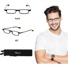 Ultra-Thin Foldable Blue Light Blocking Reading Glasses Unisex Eye Fatigue Relief Push-Pull Portable Box Paper Thin Design HD Comfortable Elderly Friendly - 黑色的 - 查看 3