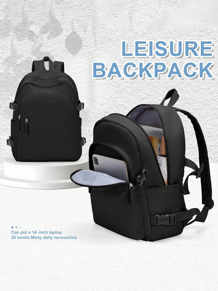 Large Capacity Leisure Backpack Water Resistant 14 Inch Laptop Bag Multi Compartment Lightweight College Student Bookbag For School Travel Daily Use - Multicolor - View 1