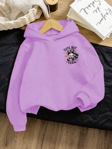 Young Girls' Cartoon Pattern Warm Sweatshirt - Purple - View 9