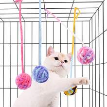 Colorful Woven Yarn Ball Cat Toy With Bell, Cute & Fresh, Chewing & Playing Toy For Cats, Pet Supplies