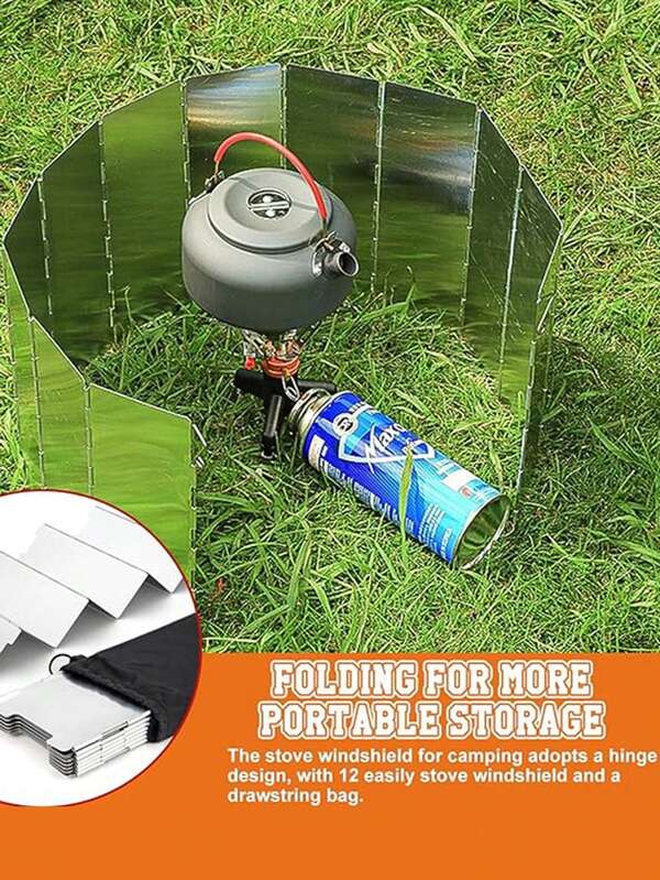 1 Stück faltbarer Aluminium Windschutz, faltbare Aluminiumplatte, faltbarer windgeschützter Bildschirm für Campingkocher, Gaskocher Windschutz, leichter tragbarer Windschutz für Camping, Picknick, Kocher