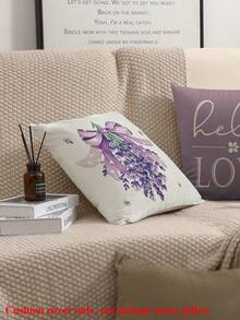 4pcs Flower Pattern Throw Pillow Case Without Filling, Modern Square Pillow Cover For Living Room And Bedroom Sofa Decoration, Perfect Anniversary Gift - Mauve Purple - View 5