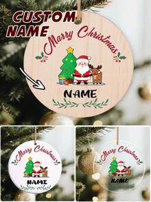 LICVIC Custom Name Christmas Ornament, Personalized Christmas Tree Decor, Customized Santa Reindeer Hanging Sign, Customizable Christmas Gift, Kids Gift - Style B - View 1