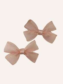 2/14 Stücke rosa Mesh-Schleifen Haarclips für Mädchen, modisch und süß, geeignet für den täglichen Gebrauch