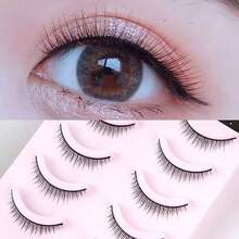 1box/5pairs 3d Natural Short Cluster False Eyelashes For Daily Makeup, Innocent Big Eyes Style With Natural Curl And Black Stems - Natural Lashes - View 10
