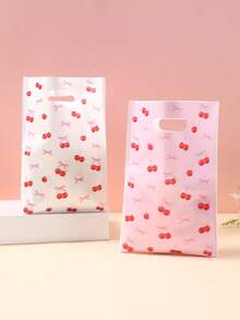 10/25/50 piezas Bolsas de regalo con estampado de lazo de cereza, bolsas de embalaje de regalo, bolsas de tela, bolsas de regalo con patrones diferentes en el frente y la parte trasera, bolsas de almacenamiento, bolsas de fiesta de color rosa con lazo, decoraciones de cumpleaños rosa, suministros de boda, obsequios para despedida de soltera, decoraciones para baby shower, suministros para fiesta de revelación de género, decoraciones de cumpleaños con lazo, decoraciones con lazo rosa, suministros para fiestas festivas - Multicolor - Ver 9