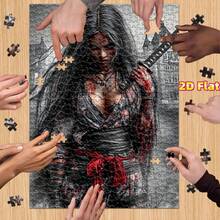 1 Caja (1000 piezas) Rompecabezas plano 2D para adultos con estampado floral sangriento de kimono, mejora la coordinación mano-ojo, regalo educativo para Halloween, Acción de Gracias, Navidad, Año Nuevo, Día de San Valentín, para mayores de 14 años, juego de rompecabezas avanzado para adultos