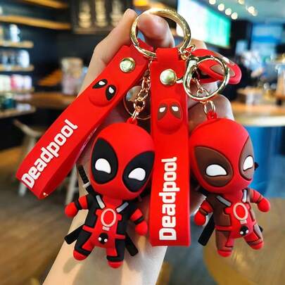 Marvel 1 Stück Marvel süße Anime Figuren Puppe Tasche Anhänger Deadpool Q Version Mode Rucksack Schlüsselanhänger Paar Schlüsselring Schmuck Geburtstaggeschenke (zufälliger Stil)