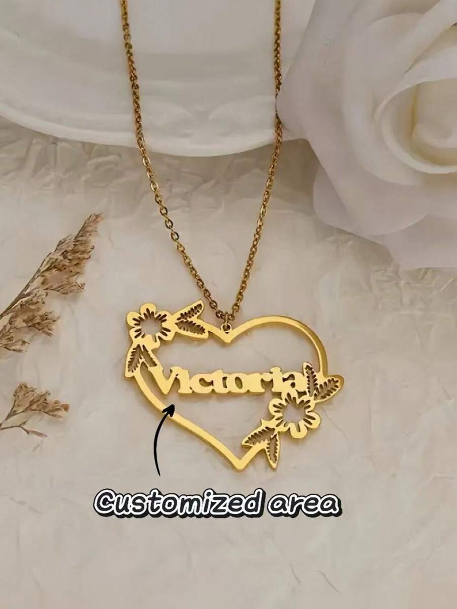Personalized Customized Name Love Necklace - Stainless Steel - Exquisite Love Necklace - Valentine's Day Gift For Her - Birthday Gift - Multicolor - View 1