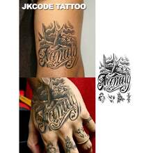 JKCODE TATTOO Hình xăm bán vĩnh viễn không thấm nước, hình xăm phong cách Graffiti cổ điển - "Gia đình & Ước mơ" Rose & Design - Hình xăm tiếng Anh thời trang dành cho nam, cổ, tay, ngón tay, kéo dài tới 15 ngày - Màu xanh hải quân - Xem 3