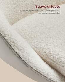 Silla Ajustable, Taburete de Tocador, Silla de Oficina Giratoria, Taburete de Bar con Respaldo y Base, Acero, para Mostrador, Oficina, Tocador, Comedor, Blanco Crema y Gris Plata - Blanco - Ver 5