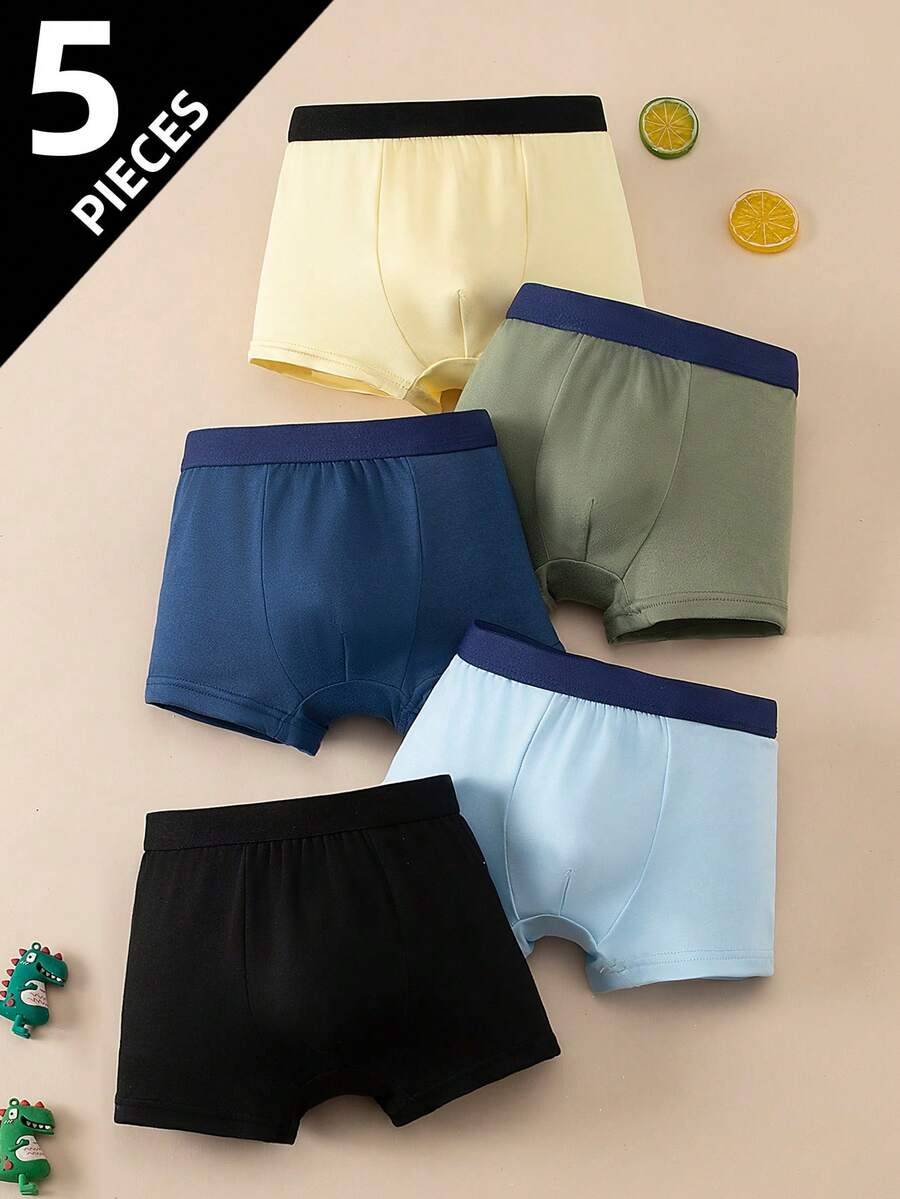 5pcs/Pack Boys' Casual Boxer Briefs - Multicolor - View 1