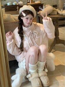 Women Winter Coats - Hồng - Xem 2