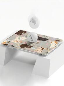 这款精致可爱的卡通动物猫咪、花朵和蝴蝶双面亚克力水晶透明后盖，防震耐用，适用于iPad 7代、8代（10.2英寸）和10代。它内置笔槽，并支持睡眠/唤醒功能。是万圣节和新年礼物的理想之选。 - 彩色 - 查看 5