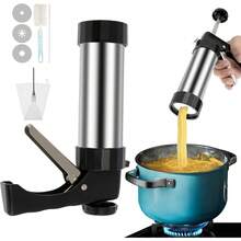 Churrera Churro Maker Machine, Homemade Churros, 3 Different Tips Piping Nozzle Piping Bag Lightweight Hollow Churro Maker Tool For Making Churro, Easy To Prepare And Fill Your Own Churros At Home Gun-Style Ergonomic Design For Easy-To-Press, You Can Use The Long Needle Piping Bag To Fill Your Favorite Sauce Into The Hollow Churros, Such As Chocolate - 1 - View 2