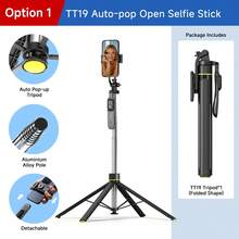 TOKQI Palo de selfie extendido 3 en 1 con apertura automática, trípode con control remoto Bluetooth, soporte de teléfono giratorio 360° desmontable con luz de relleno, estabilizador portátil de acero inoxidable para grabación al aire libre, vlogs de viaje, filmación de video