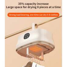 Esta secadora inteligente, práctica y de secado rápido es compacta y portátil, se pliega para un fácil almacenamiento e incluye control remoto y capota de secado, lo que la hace ideal para viajes de negocios y uso doméstico. - Blanco - Ver 4