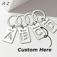 个性化钥匙扣，激光雕刻 A-Z 首字母，DIY 背包金属吊坠，定制礼品，婚礼用品，珠宝，定制钥匙扣和配饰，街头休闲时尚 - 銀色 - 查看 11
