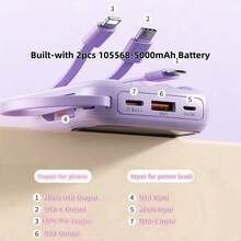 LADAPU Pin dự phòng sạc nhanh 10000mAh Mini Cute 5V2A, Bộ sạc điện thoại di động di động dung lượng lớn có thể sạc lại kích thước nhỏ, tích hợp 4 dây cáp, Màn hình kỹ thuật số thông minh, Giao diện Micro, Đầu ra & Đầu vào USB-C, Bộ pin du lịch ngoài trời Thích hợp cho Kỳ nghỉ hè Du lịch/Cắm trại ngoài trời và Nguồn điện dự phòng khẩn cấp Quà tặng cho Gia đình, Bạn bè, Màn hình hiển thị nguồn điện sinh nhật, Bộ sạc di động - Đỏ - Xem 8