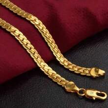 1 pieza Collar de cadena cubana de 6 mm chapado en oro de 18 quilates sobre plata de ley 925, de 16/18/20/22/24/26/30 pulgadas, adecuado para hombres y mujeres, joyería de moda para boda, compromiso, regalo del Día de San Valentín, uso elegante diario