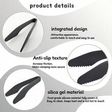 硅胶食品夹，耐热烧烤夹，一体式防滑可重复使用沙拉夹和面包夹，适用于厨房、派对、自助餐、开胃菜、烧烤 - 彩色 - 查看 8