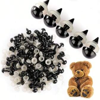 أعين بلاستيكية سوداء آمنة، مناسبة للعب الكروشيه الناعمة، أعين حيوانات مبطنة ممتلئة، أعين حيوانات، هدايا عيد الميلاد المصنوعة يدويًا، أعين دمى الكروشيه مستلزمات حرفية DIY