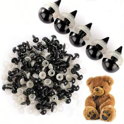 Ojos de de plástico negro con arandelas, ojos de ganchillo rellenos para osos de peluche, juguetes de ganchillo, muñecas de peluche y figuras artesanales, adecuados para muñecas de ganchillo, ojos de animales rellenos, ojos de animales, regalos navideños hechos a mano, suministros de manualidades para muñecas de ganchillo con ojos