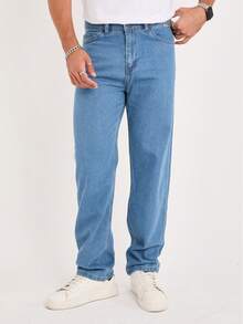 Men's Casual Everyday Slant Pocket Straight Leg Jeans - Aquarius Blue - View 6