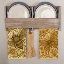 2/4 khăn lau bếp họa tiết bướm, khăn lau bát đĩa thấm hút cao và trang trí, giẻ lau, khăn ăn, khăn trang trí dụng cụ, thích hợp để trang trí ngày lễ, nấu ăn, nướng bánh, quà tặng tân gia và vệ sinh, phù hợp cho nhà bếp, phòng tắm, nhà vệ sinh - Nhiều màu - Xem 3