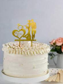 1pc/2pcs/5pcs "Mr&Mis" English Letters Cake Topper, Wedding Cake Decoration, Anniversary Cake Decoration, Engagement Party Cake Decoration, Valentine's Day Cake Topper, Baking Decoration, Kitchen Baking Decoration Supplies, Baking Supplies, Cake Supplies - Gold - View 4
